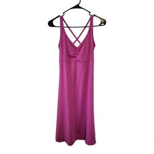 Prana Rebecca Strappy-Back Shelf Bra Athletic Dress in Orchid Pinstripe Size M